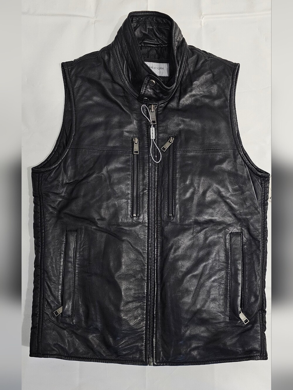 Andrew Marc New York Black Leather Liberty Moto Vest Jacket New,Sz-S